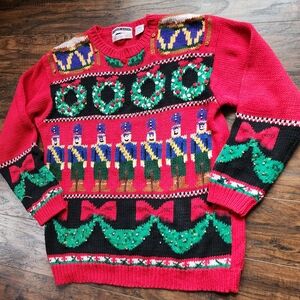 Vintage Hand Knit Nutkracker Jennifer Moore Christmas Sweater
